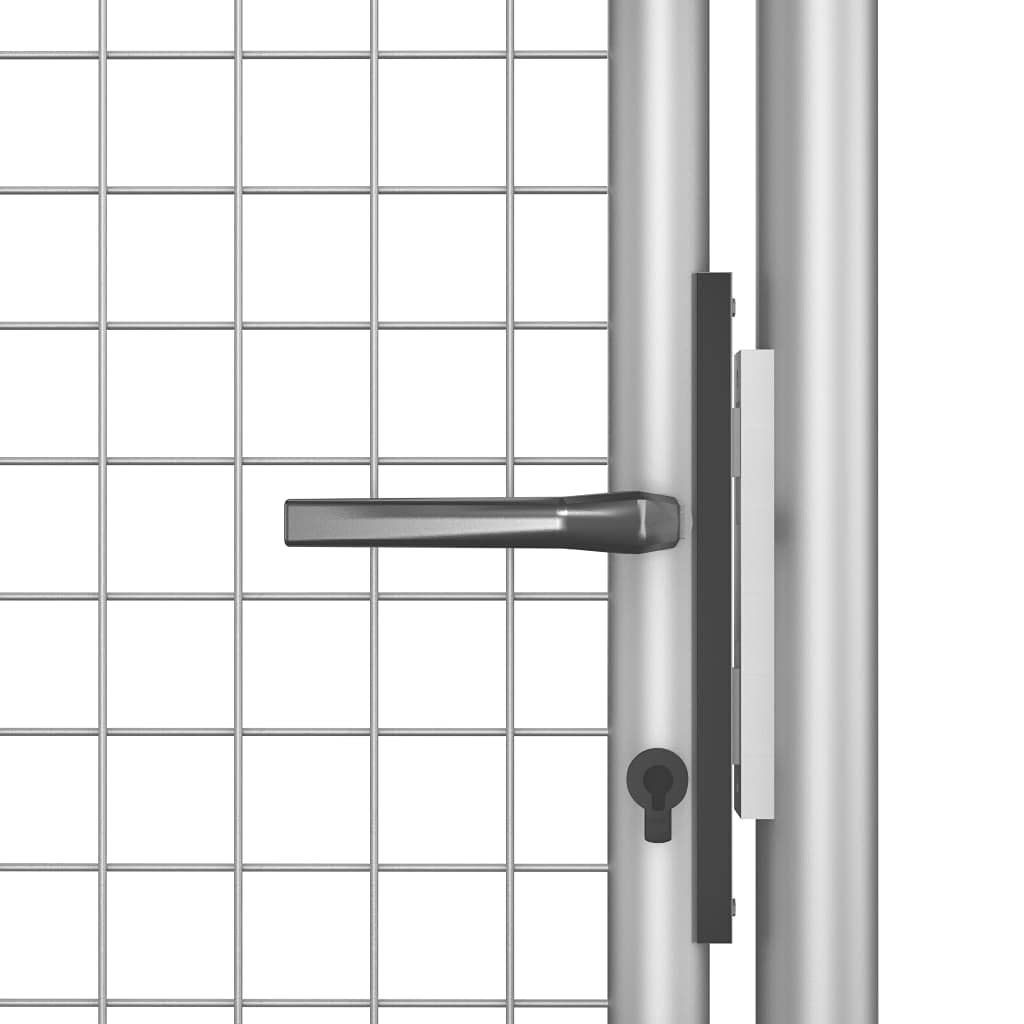 vidaXL Puerta de Jardín Acero Galvanizado Plateado 105x200cm Cercado Entrada Práctica Bricolaje Bisagras Resistentes Diseño Clásico Estable Duradera
