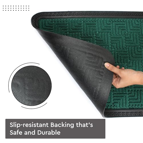 Image of Encasa XO Door Mat for Home Entrance, Polypropylene Floor Mat Green