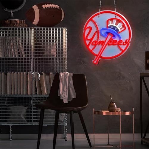 Image of AHlove Neon Signs for Wall Decor,Baseball Team Neon Lights for Bedroom,LED Signs Suitable for Man Cave,Birthday、Father's Day and Christmas Gifts for Man 13 * 15Inch