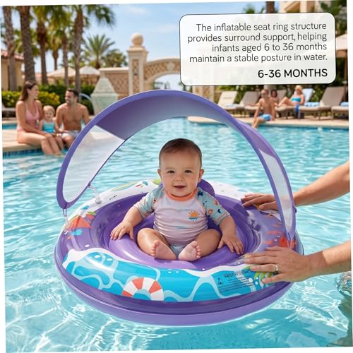 Bouée gonflable avec auvent siège bébé violet pour les journées piscine en été