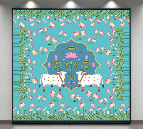Best Janmashtami Decorations from Amazon India 15 Holy Cow Kamdhenu Divine Pichwai Design Backdrop Cloth for Pooja ...