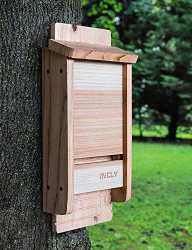 Incly Small Bat House Kit For Outdoors 14.6 Inchx6.7 Inchx2.2 Inch Shelter Box Roosting Single Chamber Natural Cedar Wood thumb #4