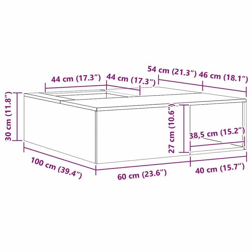 vidaXL Foyer de cheminée Marron 100 x 100 x 30 cm Acier patiné, Foyer de Jardin élégant, carré en métal Moderne, résistant à la Chaleur, Parfait pour Vos soirées Entre Amis