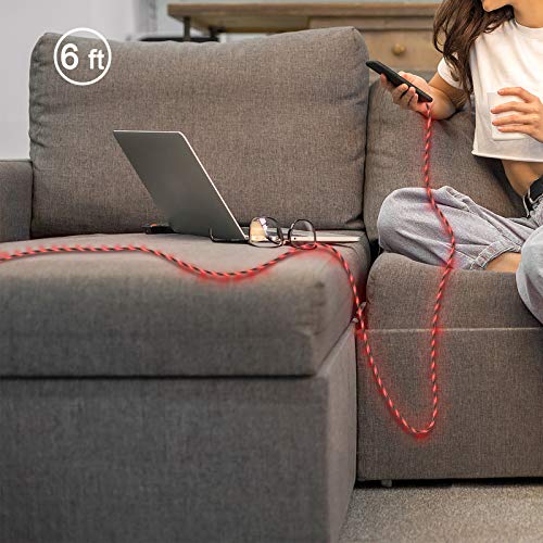 Image of Light up iPhone Charger Cord, LED Lightning Cables 1 Pack | Apple MFi Certified | USB Fast Charging Cord for Apple iPhone 13 12 11 Pro Max XR XS X /8Plus /7Plus /6Plus /5s /iPad More (6FT, Red)