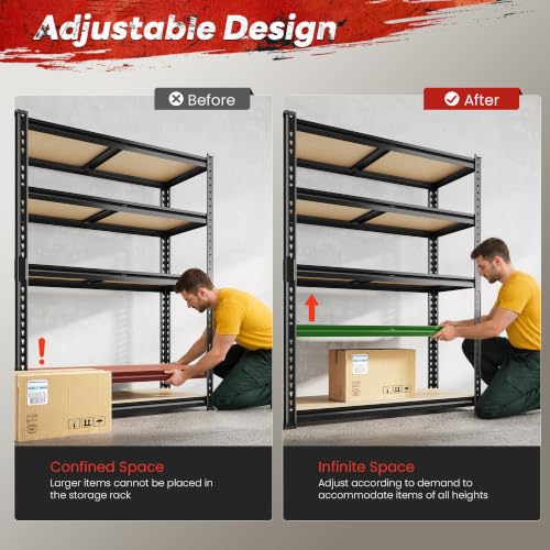 Image of REIBII 3 Pack Garage Shelving for Warehouse, Heavy Duty Metal Shelving