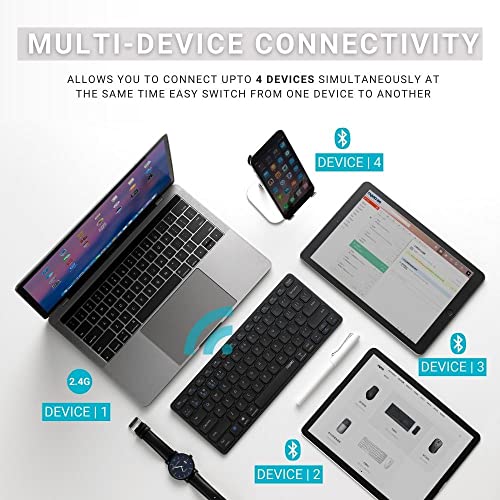 Image of Rapoo E9050 C-Type Rechargeable Bluetooth Wireless Multi-Device (4 Devices) Keyboard for Windows /iOS /Android,Tablet /Smartphone - 3 Years Warranty Dark Grey
