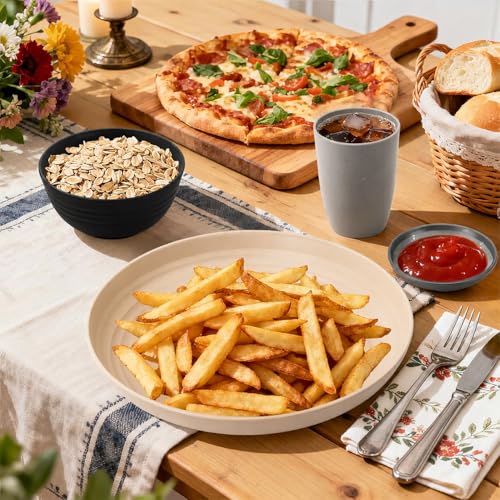 Image of Wheat Straw Dinnerware Sets 16 PCS - Unbreakable Kids Plates and Bowls Sets for 4,Dishwasher & Microwave Safe Modern Lightweight Toddler Plates and Bowls Set for RV,Travel,Camping - Grey Stone
