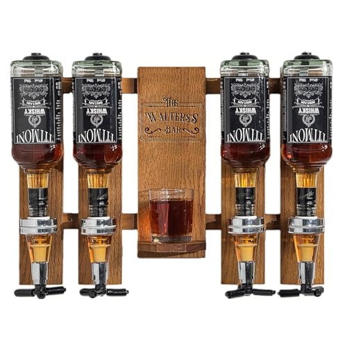 Bottle Wall Mounted Liquor DispenserPersonalized Embossed Named Wooden Whiskey Dispenser