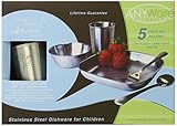 Untangled Living Anyware Collection Children's Stainless Steel Dish Set, 5 Pieces, Gecko