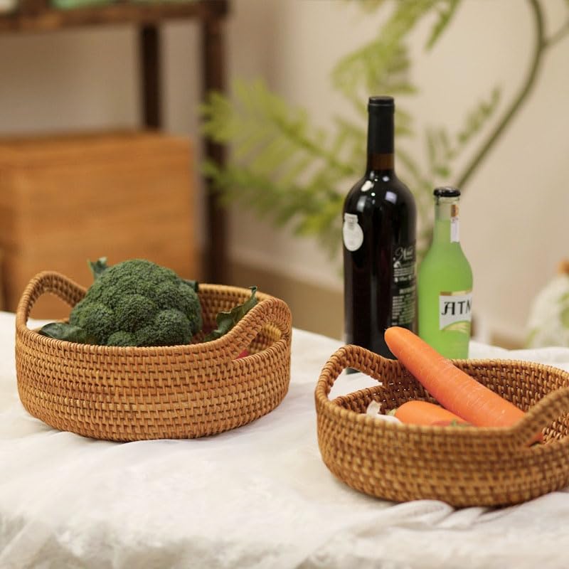 Rotan Dienblad, Vierkant Geweven Dienblad Rieten Opbergmand, Vierkante Rieten Manden Voor Het Organiseren Rieten Serveermanden