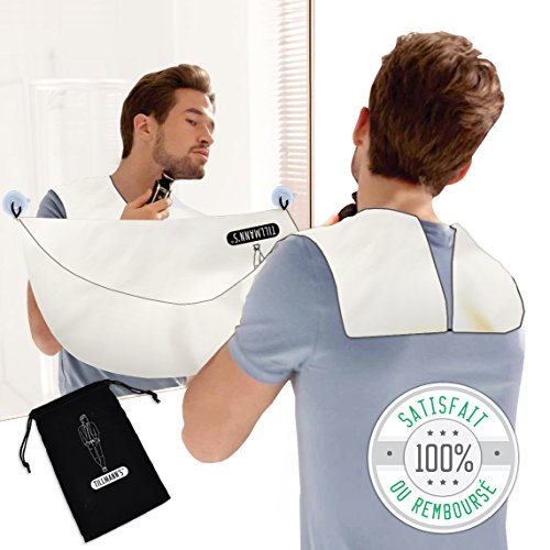 Tillmann's Tablier Barbe Homme/Sac de rangement fourni/Offert : 2 ventouses supplémentaires (Blanc)