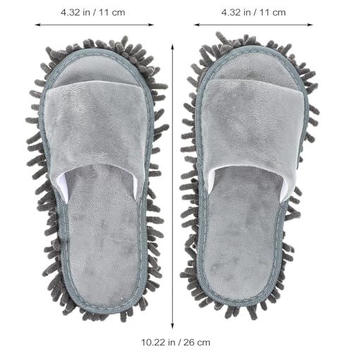 1pair Chenille Mop Slippers for Floor Cleaning Comfortable Shoes Open Toe Design Reusable Washable Microfiber Slippers Suitable for Indoor Use2