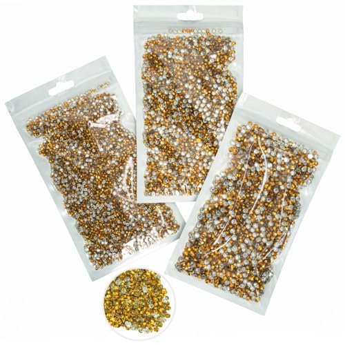 La Mejor Lista de Diamantes de imitación para comprar hoy. 45 16000 diamantes de imitación de resina dorada brillante para manualidades de 3 mm, 4 mm, 5 mm, parte trasera plana, diamantes de imitación a granel SS10 SS16 SS20 piedras no...