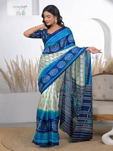Image of SIRIL Women's Cotton Printed Saree With Unstitched Blouse Piece