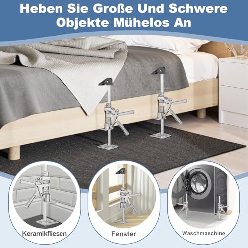 Möbelheber für Schwere Möbel,Heber,Arbeitssparender Arm,2 Stück Arm Hebewerkzeug,400kg Tragkraft Türheber mit Zwei Geschwindigkeiten und Höhenversteller 0-210mm,Hebewerkzeug für Türen,Fliesen