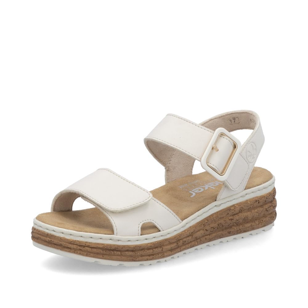 Rieker Damen Klassische Sandalen 62760, Frauen Sandalen,Freizeitschuhe,Sommerschuhe,offene Schuhe,Strandschuhe,beige (60),37 EU / 4 UK