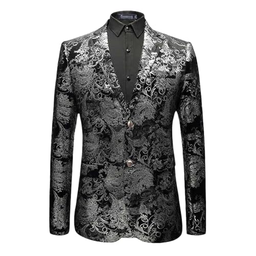Men's Floral Jackets Stage Suit Jacket Elegant Wedding Mens Blazer