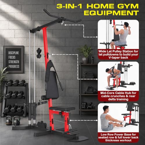 Image of OPPSDECOR Home Gym, Workout Station with High /Low Pulley System, Multifunctional Home Gym Equipment, Exercise Equipment for Full Body Strength Training, Weight Machine with PEC Fly & Chest Press