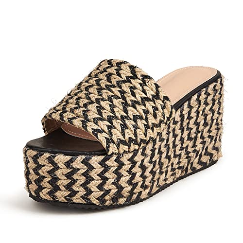 Mikarka XLX0721-COLORFUL-41 Women'S Espadrilles Wedge Slides Platform Sandals Summer High Heels Slippers cover