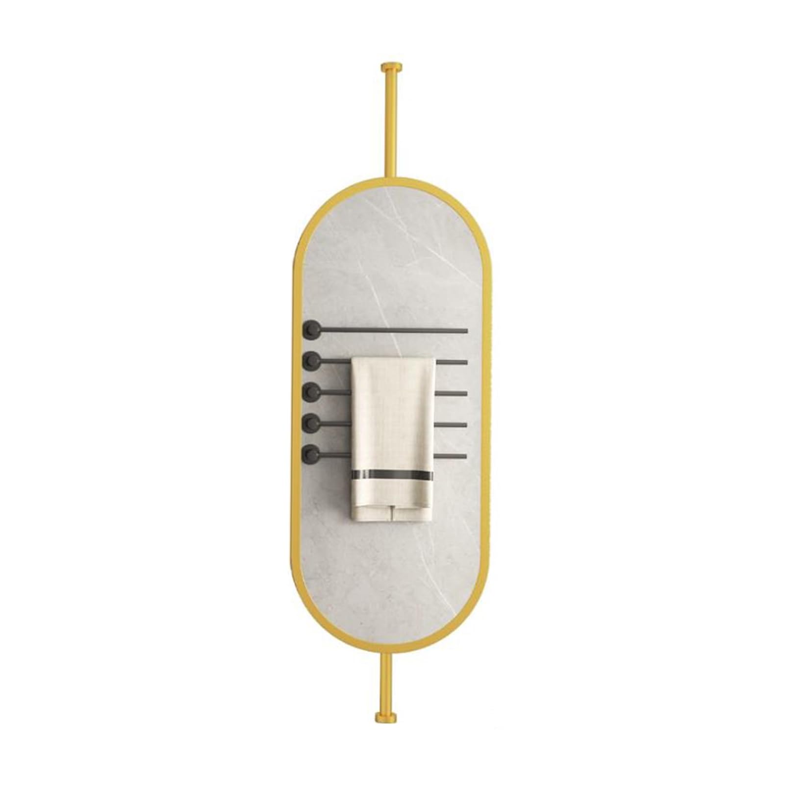 WJFTODAY Rotatable Oval Ceiling Mirror - Floating Bathroom Vanity Mirror with Metal Frame (Gold, 50x80cm) - Perfect for Home & Hotel Decor, Stylish & Functional Design