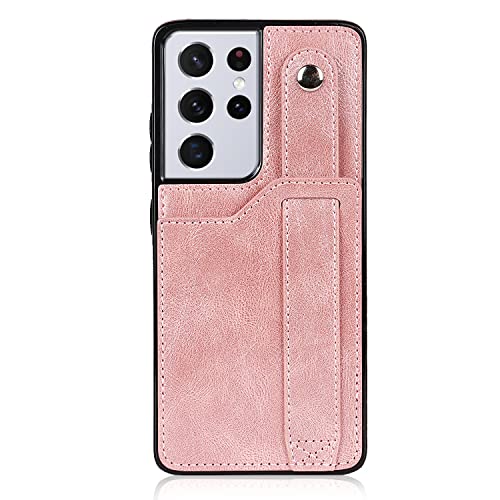 Coque en cuir Samsung S21 Ultra chic finition or rose