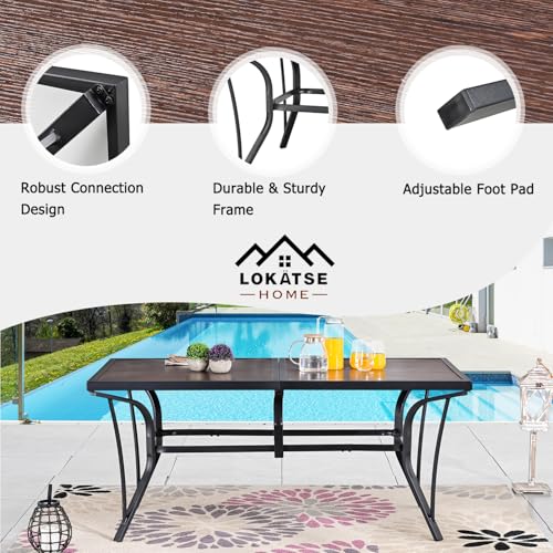 Image of LOKATSE HOME Outdoor Dining Table Patio Metal Rectangular for Lawn, Backyard, Garden