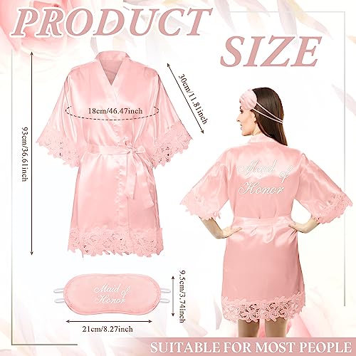 Image of Handepo 5 Pcs Bride Robes for Wedding Day Set Bride to Be Gifts Bridal Shower Gifts Bridesmaid Robe with Slippers Tumbler
