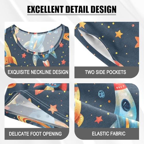 ALAZA Space Star Planet Solar System Blue Pajamas Short Sleeve 2 Piece Sleepwear Top and Bottom Pajama Set Unisex4