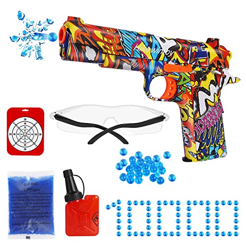 Hikewintoy Shooting Toy Gel Ball Blaster with 10000 Gel Balls, Fully Manual Outdoor Toy Model Without Charging, Suitable for Backyard Games Gift for Boys, Girls and Adults (HW6002)