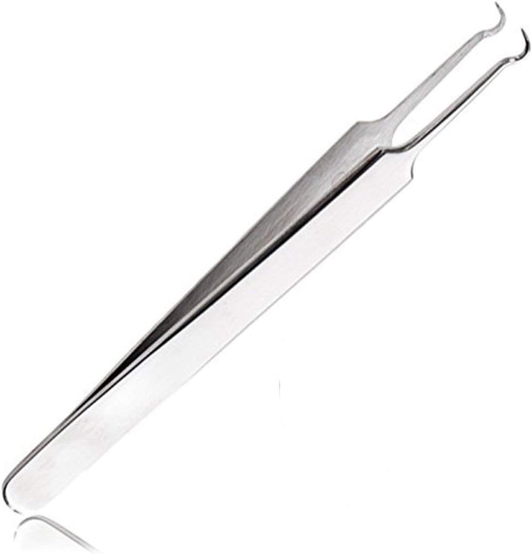 Acne Blemish Blackhead Comedone Stainless Steel Nipper Blemish Extractor Tool for Remove Blackhead Acne Whitehead Pimple Bend Curved Tweezers, Silver