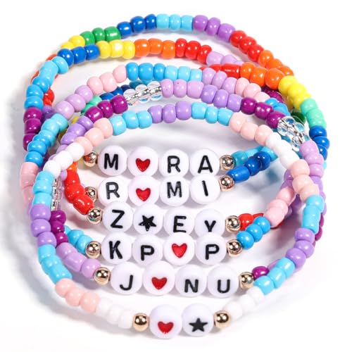 AICase for Kpop Demon Hunters Merch Rumi Zoey Mira Saja Jinu Inspired Bracelets 6 Pcs Stackable Stretch Friendship Beaded Bracelets for Huntrix Saja k pop Unique Merchandise Jewelry Gifts for Fans_58