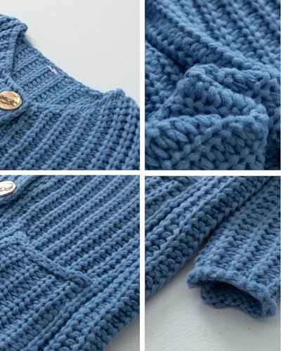 Womens Long Sleeve Knit Cropped Cardigan Sweaters Open Front Trendy Crewneck Button Down Sweater Outerwear3