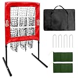 LPALNTYS Baseball Pitching Net, 9 Hole Pitching Net with Strike Zone, 5 Height Adjustable Throwing Trainer, Heavy Duty Baseball Softball Net with Carry Bag for Solo Practice