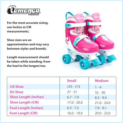 Image of CHICAGO Skates Girls Quad Roller Skates Combo with Protective Gear - Pink /White