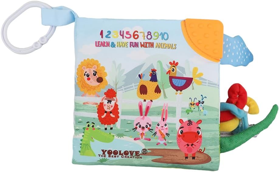 YooLove Soft Cloth Crinkle Books for Babies,Interactive Touch and Feel Baby Books Toys for 0-6-12-18 Months 1-2 Year Old, Infant Toddler Early Education Book, Teetheing, Shower Gifts for Boys & Girls