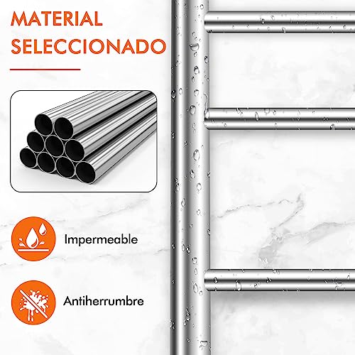 Miniatura 2 de Costway Toallero Eléctrico, Calentador De Toallas Montado En La Pared Con Temporizador De 1-8h Y Pantalla Lcd, Calentador De Toallas De Baño De Acero Inoxidable, Plateado 120w, Con 10 Barras
