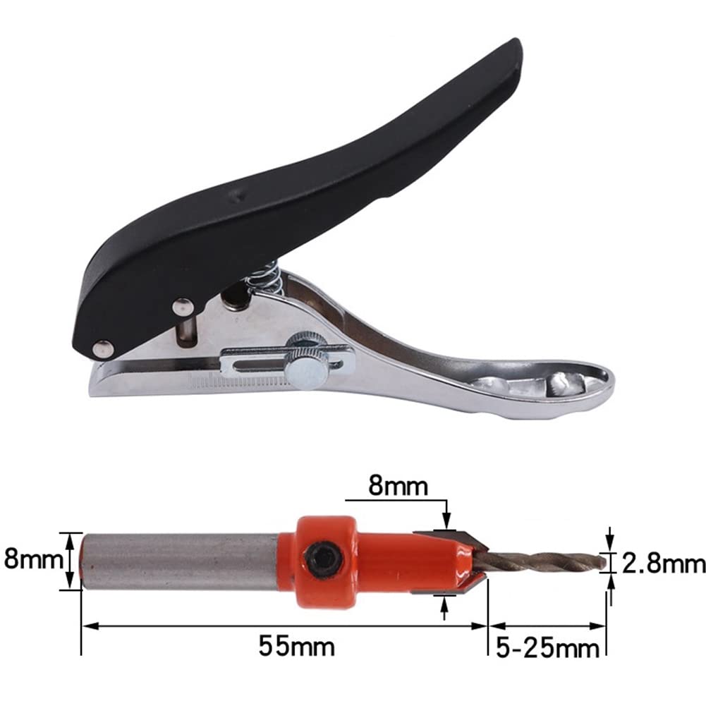 2 Piezas de Alicates para Herramientas de CarpinteríA, Juego de Perforadores de Tarjetas, Cubierta de Tornillo de Papel con Taladro Avellanado, PosicióN Ajustable de 2,8Mm