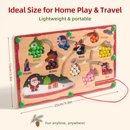 Image of WOODENFUN Magnetic Color Number Maze for Toddlers,Montessori Counting Board