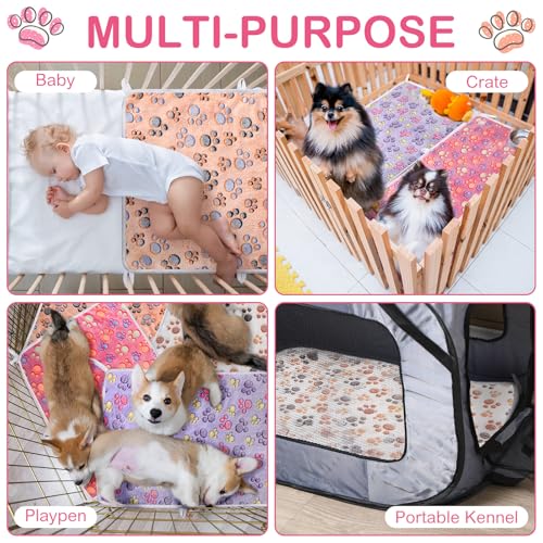 Image of Kajaia 4 Pack Washable Pee Pads with Belt for Pet Crate 18'' x 24 inch Reusable Puppy Pads Waterproof Pet Training Pads Puppy Potty Pads Absorbent Whelping Dog Bed Pad Mat for Playpen Crate