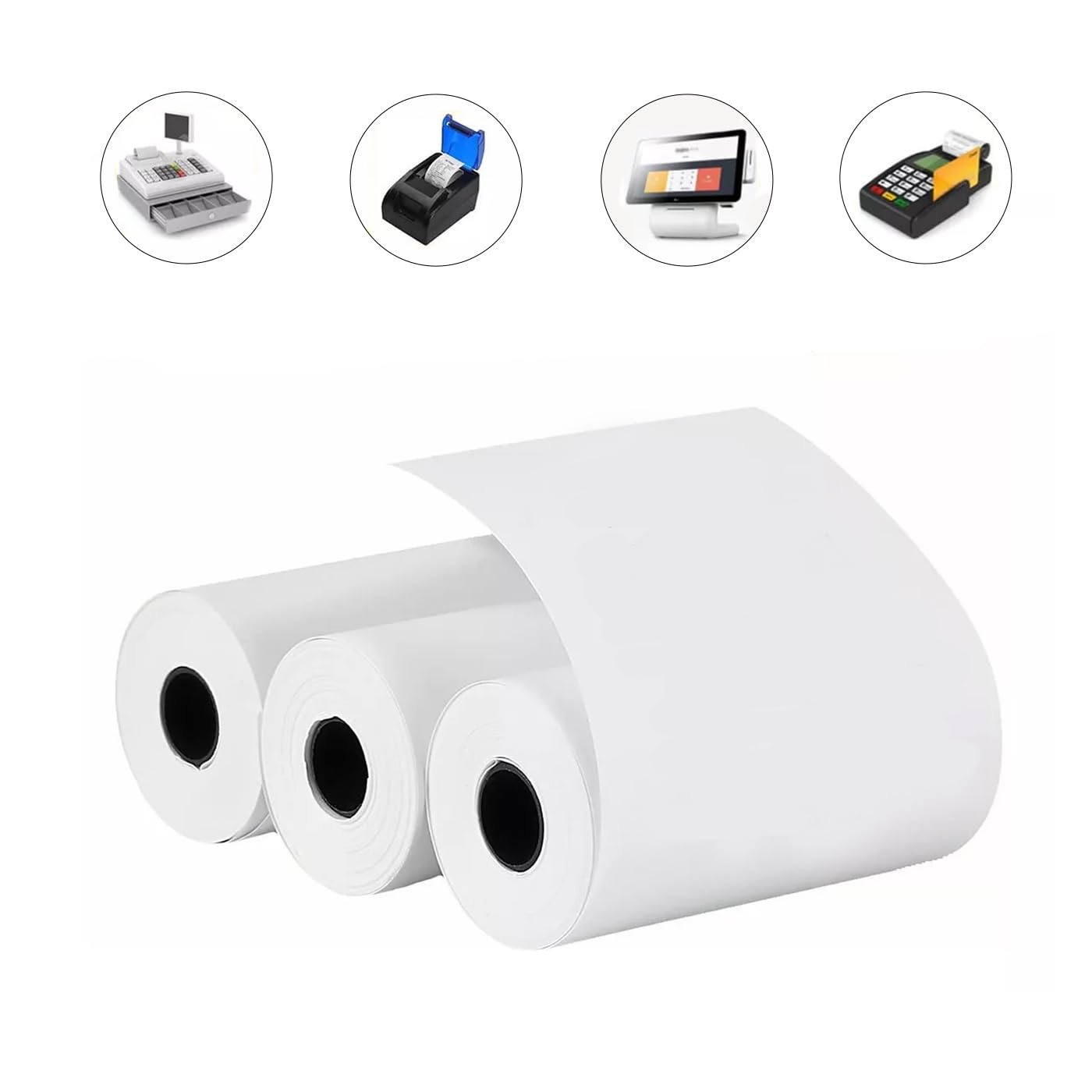 MERCURY TEXTIL- Rollos de Papel Térmico de 57x35x12mm para todos los TPV, Datafonos, Tickets e impresoras térmicas, Impresión Duradera y Clara sin Bisphenol-A (60 rollos)