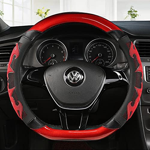 SEKIDAR ハンドルカバー 軽自動車 ハンドルカバー滑りにくい 耐久 手触りよし オールシーズン対応カ カーアクセサリ 適当な38 cm 車のインテリアアクセサリーDシェイプレッド