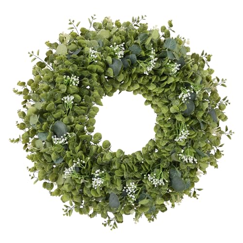 U'Artlines 24 Inch Large Eucalyptus Wreaths for Front Door, Detachable Artificial Greenery Wreath with Plastic Base, Spring Summer Farmhouse Wreath for All Seasons Wall Outdoor Indoor Wedding Decor