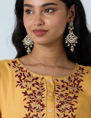 Image of Amazon Brand - Myx Women Embroidered Straight Fit Kurta (Available in Plus Sizes)