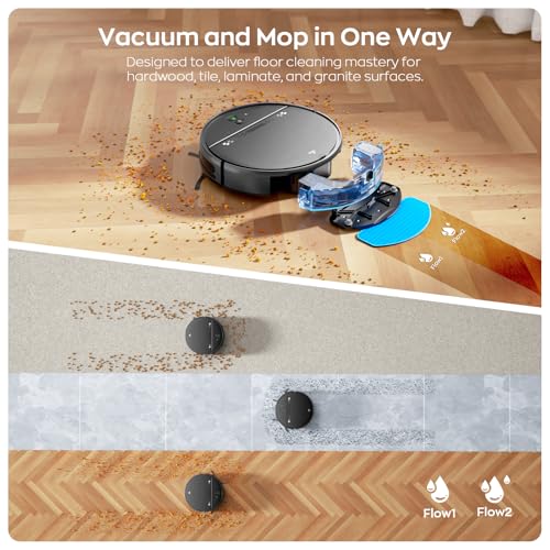 Image of MANVN Robot Vacuum and Mop Combo for Pet Hair, Robotic Vacuum for Hard Floors and Carpets, 2.87'' Ultra-Slim, with 3D Obstacle Avoidance, Wi-Fi /App /Voice Controlled, Self-Charging