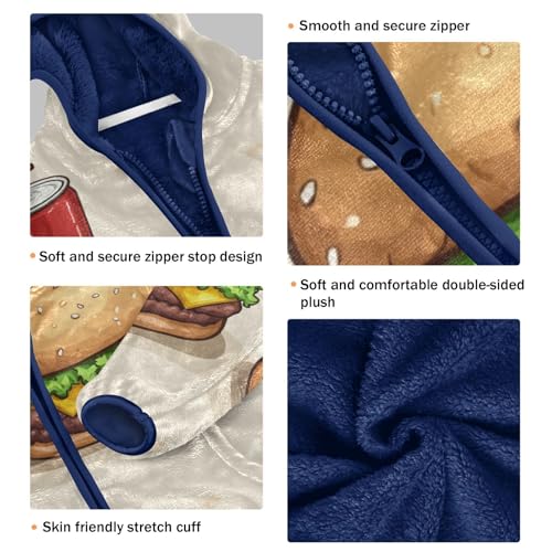 Fast Food Girls Fleece Jacket Girls Fall Jacket Girls Zip Up Hoodie Girls Sherpa Jacket 2-10T3