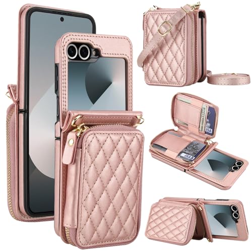 Coque portefeuille Samsung Z Flip 7 FE anti-piratage avec dragonne amovible