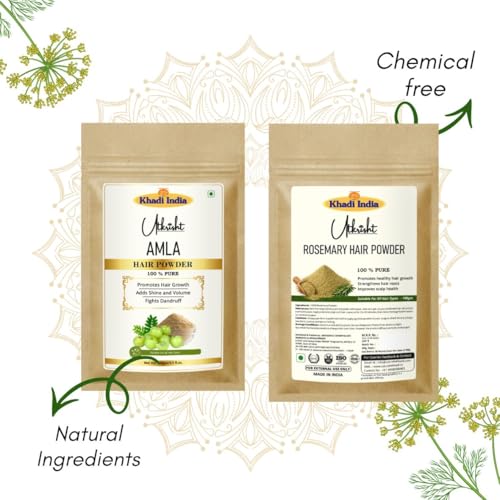 Image of Amla, Hibiscus, Bhringraj, Shikakai & Rosemary Hair Powder for Hair Growth & Hair Fall Control | 100% Pure Herbal Pack for Strong, Thick & Shiny Hair | Ayurvedic Powder - Pack of 5