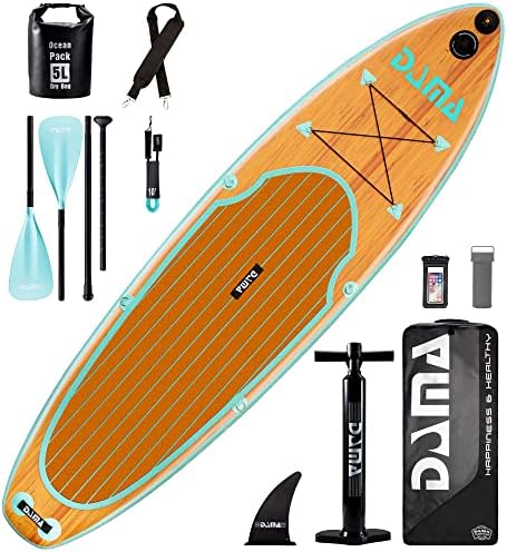 DAMA 10'6"x32"x6" Inflatable Paddle Board, sup Board, Paddleboard w/Camera Seat, Floating Paddle, Hand Pump, Board Carrier, Waterproof Bag, Drop Stitch, Traveling Board for Surfing