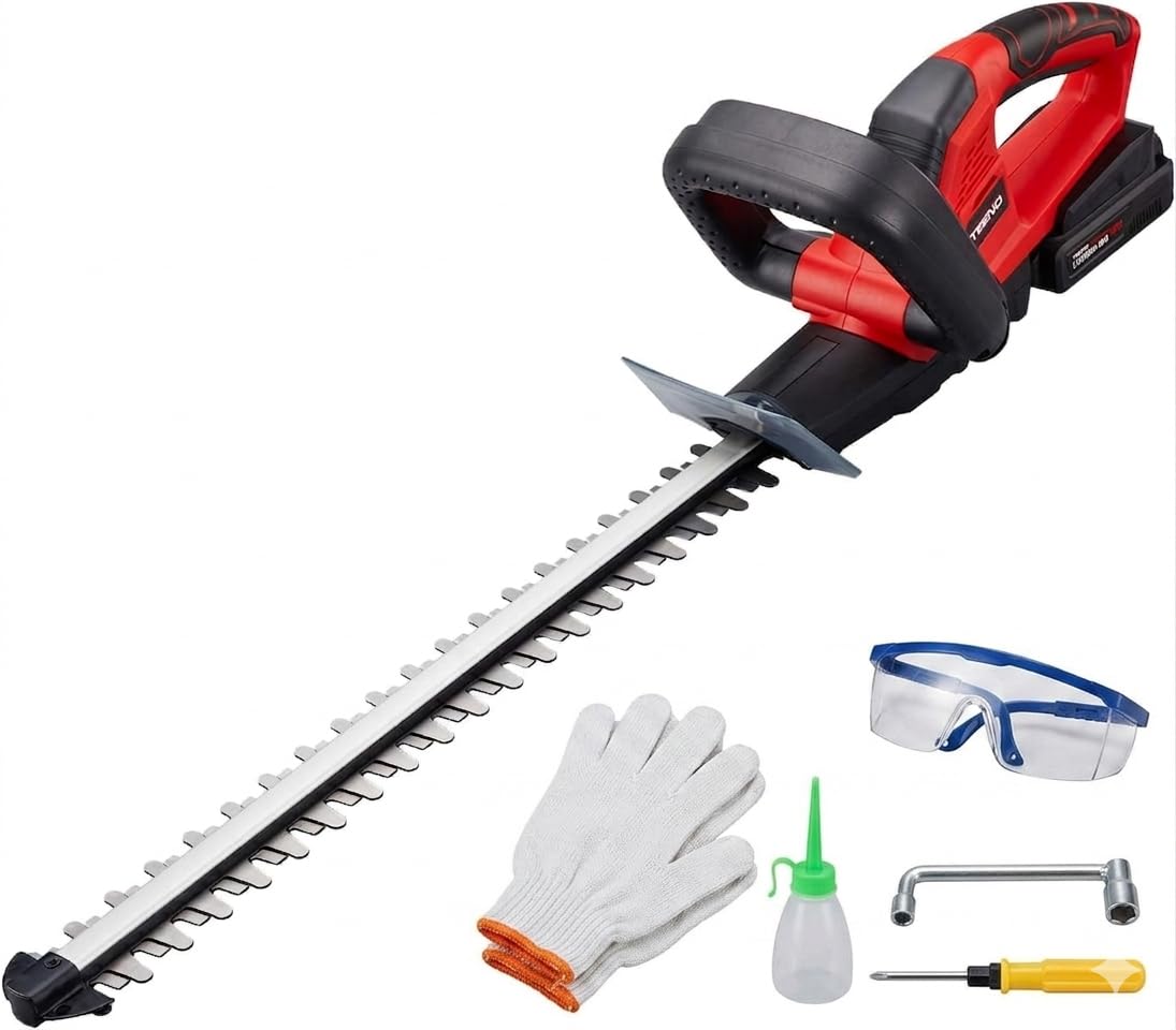 TS1 Tagliasiepi elettrico a batteria 48V, lama da 50cm diametro di taglio 15mm tra i denti, manico ergonomico, doppia batteria inclusa