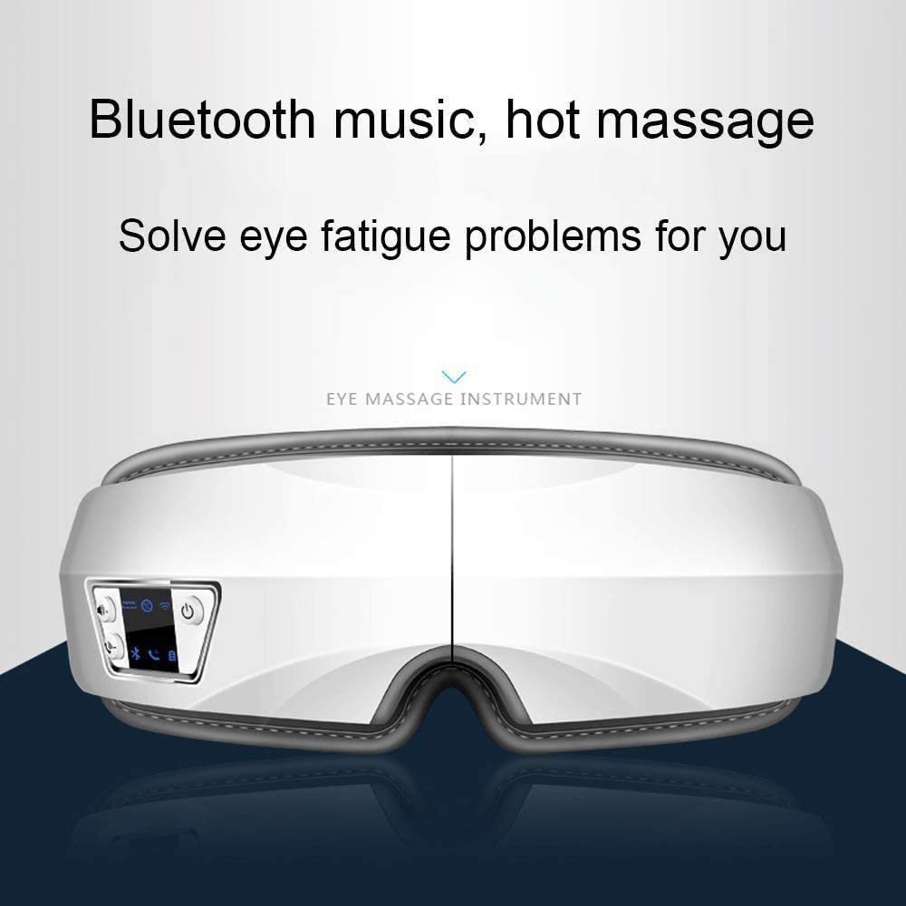 LIIAV Masajeador de ojos con compresión de calor, presión de aire, vibración, música Bluetooth, Masajeador de terapia ocular recargable para aliviar cepas de ojos con ojo seco Círculos oscuros, Masaje